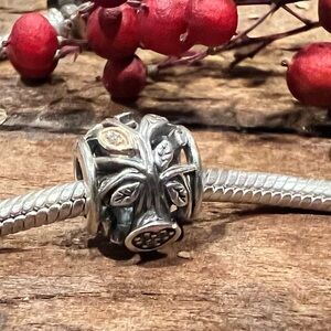 Authentic Pandora Charm Two Tone Family Tree Charm 14K Gold Sterling Family Cz